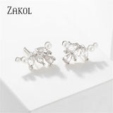 Green Zircon Leaf Stud Earrings Girls Party Accessories