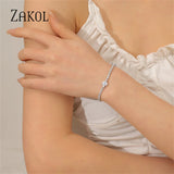 CZ Heart Bracelet Bangle Silver Jewelry BP5041