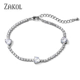 CZ Heart Bracelet Bangle Silver Jewelry BP5041