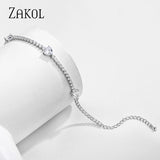 CZ Heart Bracelet Bangle Silver Jewelry BP5041