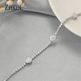 CZ Heart Bracelet Bangle Silver Jewelry BP5041