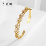 Pink CZ Cuff Bangle T-Shape Bracelet for Women