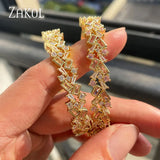 Pink CZ Cuff Bangle T-Shape Bracelet for Women