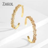 Pink CZ Cuff Bangle T-Shape Bracelet for Women