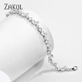 Water Drop CZ Chain Bracelet for Women Wedding Party BP5021
