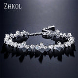 Water Drop CZ Chain Bracelet for Women Wedding Party BP5021