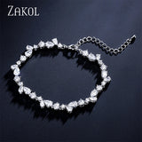 Water Drop CZ Chain Bracelet for Women Wedding Party BP5021