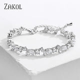 Water Drop CZ Chain Bracelet for Women Wedding Party BP5021
