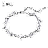 Water Drop CZ Chain Bracelet for Women Wedding Party BP5021