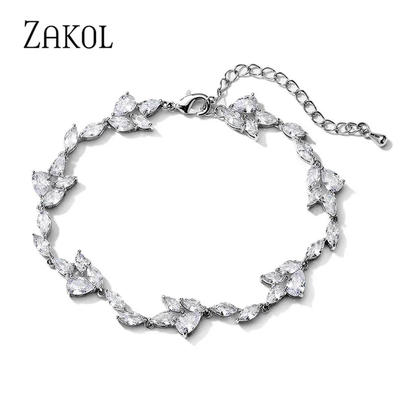 Water Drop CZ Charms Bracelets Wedding Party Jewelry BP5032