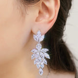 Monstera Leaf Zircon Earrings EP2168