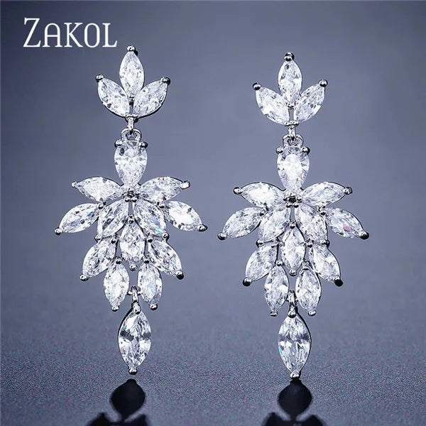 Monstera Leaf Zircon Earrings EP2168