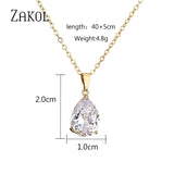 Water Drop CZ Clavicle Chain Necklace for Women Wedding Party