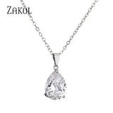 Water Drop CZ Clavicle Chain Necklace for Women Wedding Party