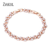 Zircon Leaf Charm Bracelet Marquise Cut CZ Wedding Party Jewelry