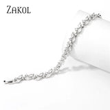 Zircon Leaf Charm Bracelet Marquise Cut CZ Wedding Party Jewelry