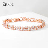 Zircon Leaf Charm Bracelet Marquise Cut CZ Wedding Party Jewelry
