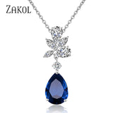Water Drop CZ Leaf Pendant Necklace FSNP2143