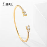 Geometric Green CZ Cuff Bangles for Women