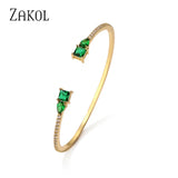 Geometric Green CZ Cuff Bangles for Women
