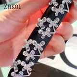 Silver Flower Open Rings with CZ