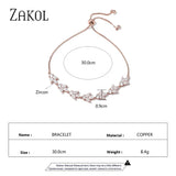 Adjustable Leaf Bracelet for Party, CZ Cubic Zirconia Women's Jewelry