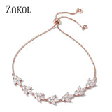 Adjustable Leaf Bracelet for Party, CZ Cubic Zirconia Women's Jewelry