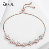Adjustable Leaf Bracelet for Party, CZ Cubic Zirconia Women's Jewelry