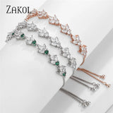 Adjustable Leaf Bracelet for Party, CZ Cubic Zirconia Women's Jewelry