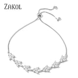 Adjustable Leaf Bracelet for Party, CZ Cubic Zirconia Women's Jewelry