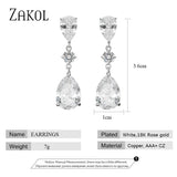 Zirconia Teardrop Bridal Dangle Earrings Wedding Jewelry
