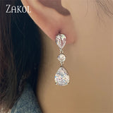 Zirconia Teardrop Bridal Dangle Earrings Wedding Jewelry