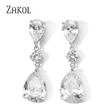 Zirconia Teardrop Bridal Dangle Earrings Wedding Jewelry
