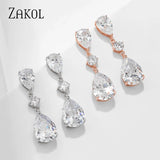 Zirconia Teardrop Bridal Dangle Earrings Wedding Jewelry