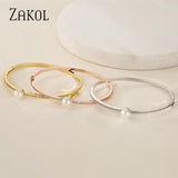 Zircon Pearl Bangles Bracelets for Women - Glamour Bracelet Party Jewelry