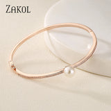 Zircon Pearl Bangles Bracelets for Women - Glamour Bracelet Party Jewelry
