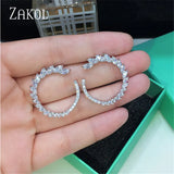 Moon Shape Crystal CZ Stud Earrings
