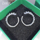 Moon Shape Crystal CZ Stud Earrings