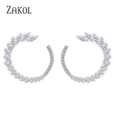 Moon Shape Crystal CZ Stud Earrings