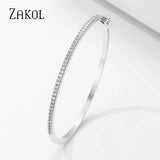 ZAKOL Micro CZ Bangle Colorful Bracelet Wedding Party Jewelry