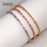 Pink CZ Charm Tennis Bracelet for Women - Wedding Jewelry Gift