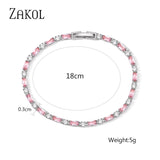 Pink CZ Charm Tennis Bracelet for Women - Wedding Jewelry Gift
