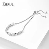 Water Drop CZ Adjustable Bracelet Women Wedding Party Jewelry