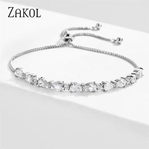 Water Drop CZ Adjustable Bracelet Women Wedding Party Jewelry