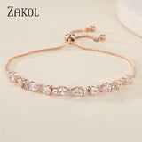 Water Drop CZ Adjustable Bracelet Women Wedding Party Jewelry