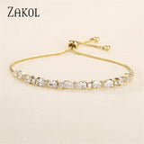 Water Drop CZ Adjustable Bracelet Women Wedding Party Jewelry