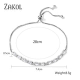 Water Drop CZ Adjustable Bracelet Women Wedding Party Jewelry