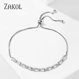 Water Drop CZ Adjustable Bracelet Women Wedding Party Jewelry