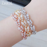 Leaf CZ Adjustable Bracelet for Women Bridal Wedding Jewelry