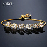 Leaf CZ Adjustable Bracelet for Women Bridal Wedding Jewelry